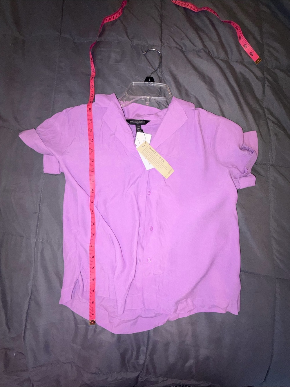 NWT Banana Republic Petite Lavender Short Sleeve Button Blouse XXS - Picture 6 of 6